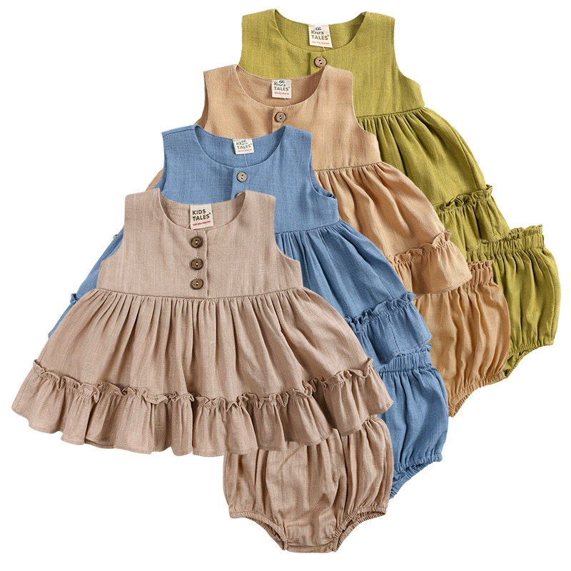 Baby Clothing Layers - Хлопково-льняная одежда для маленьких девочек, летнее