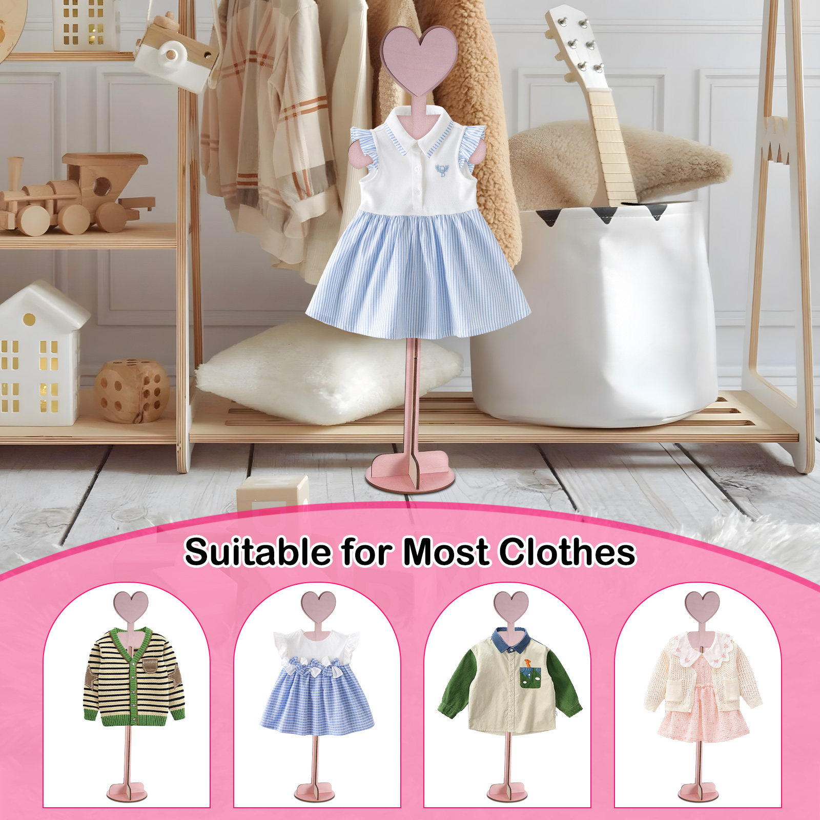 Baby Clothing Display Stand - Деревянная подставка для детской одежды в