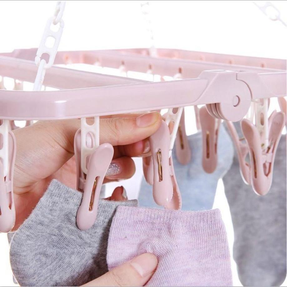 1 шт 32 клипа Складная одежда  – обзор и цена Baby Clothing Hanging Rack