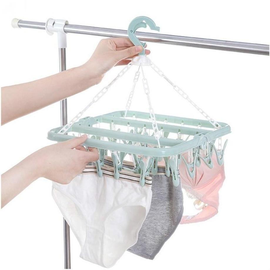 1 шт 32 клипа Складная одежда  – обзор и цена Baby Clothing Hanging Rack